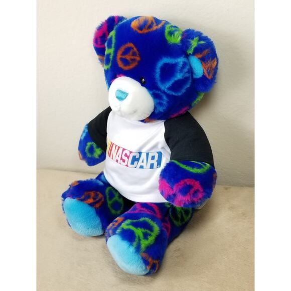 Nascar Build A Bear Peace Sign 14" Teddy Bear Blue 2009 Plush Stuffed Animal Vtg - Picture 6 of 12